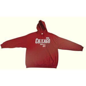 USA Chicago, Illinois Est. 37 Red Pullover Hoodie XL Wind City Like New